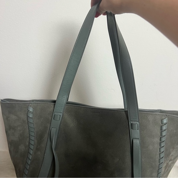 All Saints Ray Nubuck East West Suede Leather Tie Tote - Picture 11 of 12